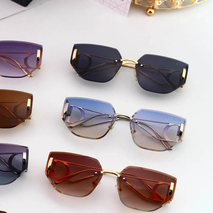 Rimless Cut Polygon Sunglasses