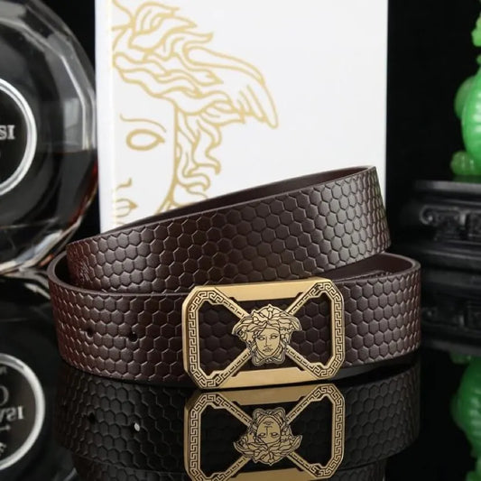 Face Pattern Leather Belt