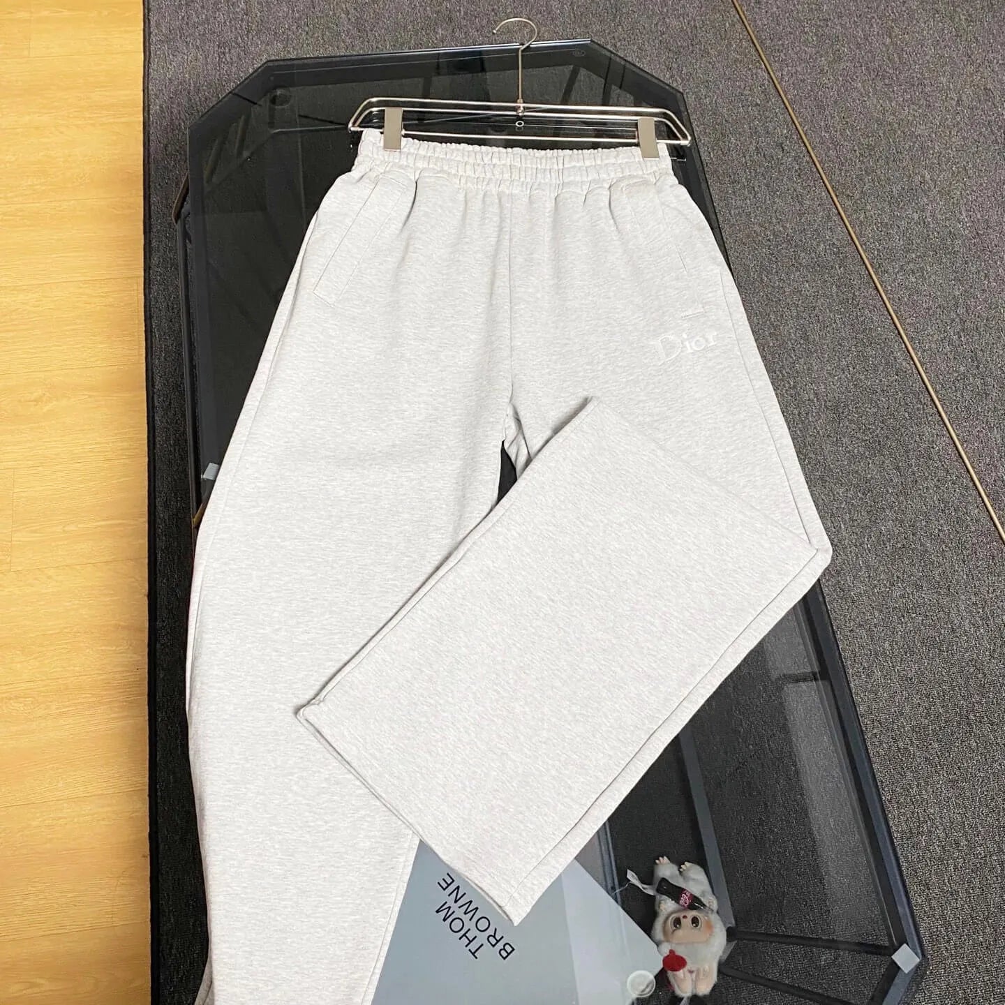 Letter Embroidery Straight Sweat Pants