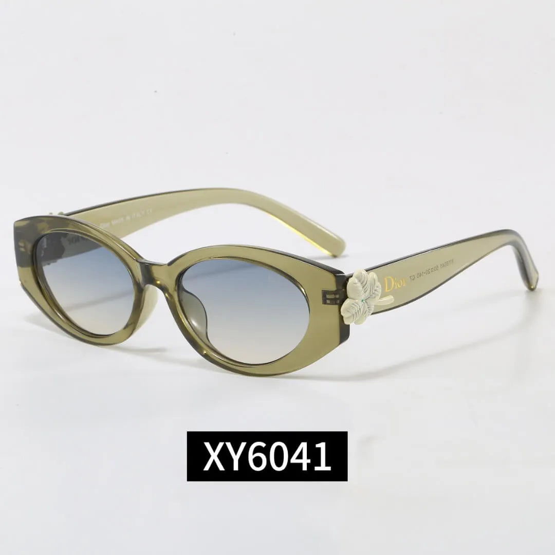 Oval Clover Decor Sunglasses