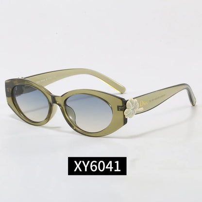 Oval Clover Decor Sunglasses