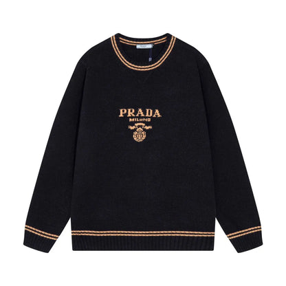 Crest Striped Trim Sweater