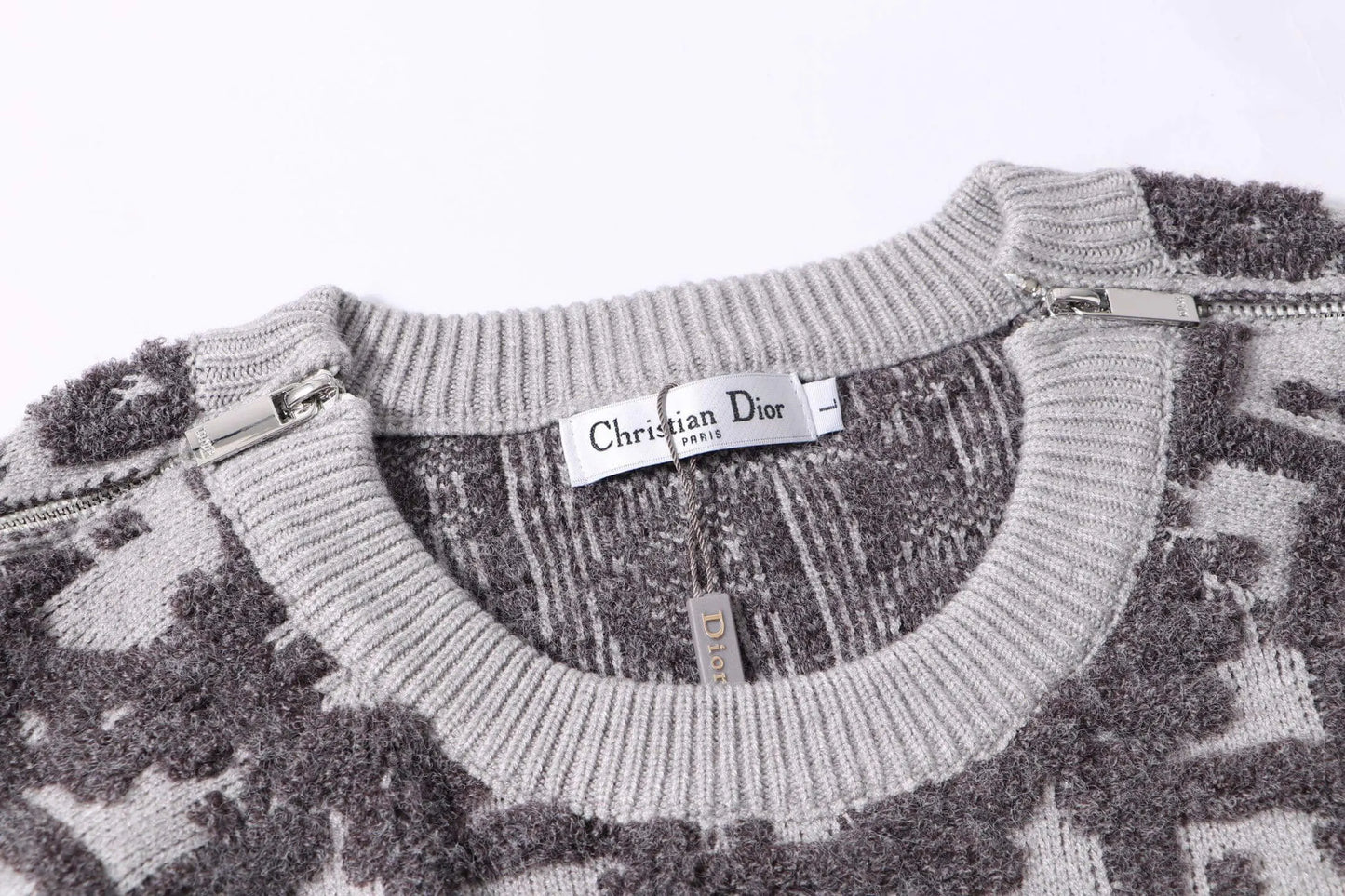 Detachable‑Zip Pattern Knit Sweater