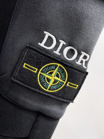 Patch‑Embroidered Cargo‑Style Pants