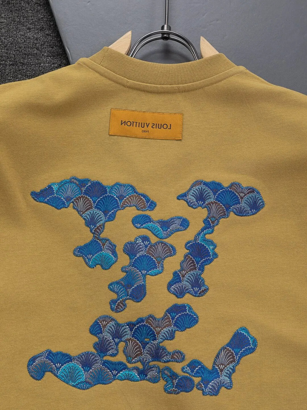 Blue Satin Embroidered T-Shirt