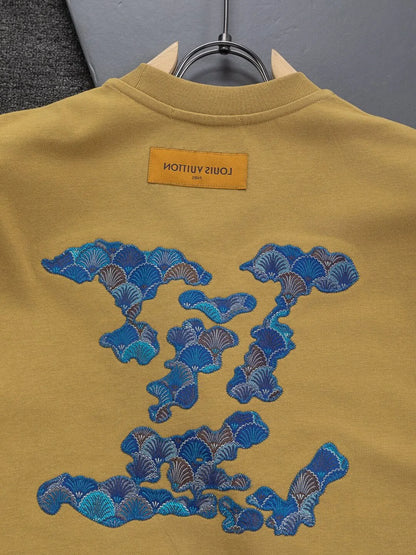 Blue Satin Embroidered T-Shirt