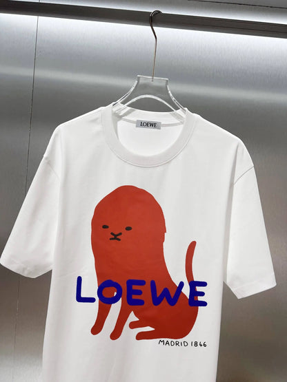 Sitting Lion Print Short Sleeve T‑Shirt