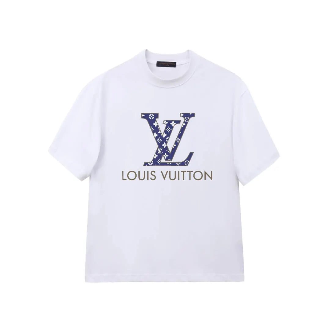Blue Pattern Letter Print T-Shirt