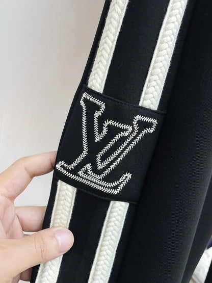 Side Stripe Letter Embroidered Straight Pants