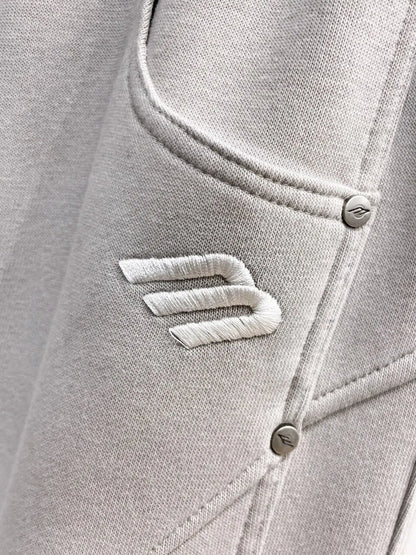 Geometric Stitching Adjustable‑hem Pants