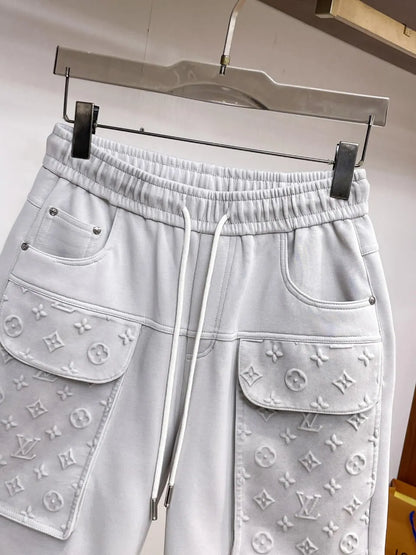 Embossed Monogram Cargo Casual Shorts