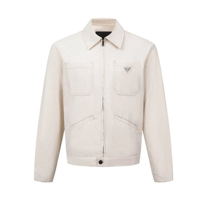 Double‑Pocket Cotton‑Linen Zip‑Up Jacket