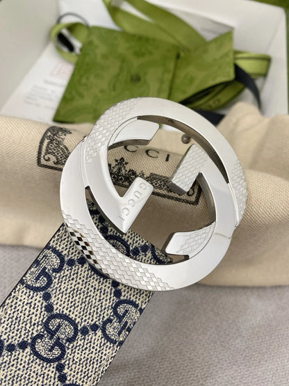 Retro Double G All-Over Print Leather Belt