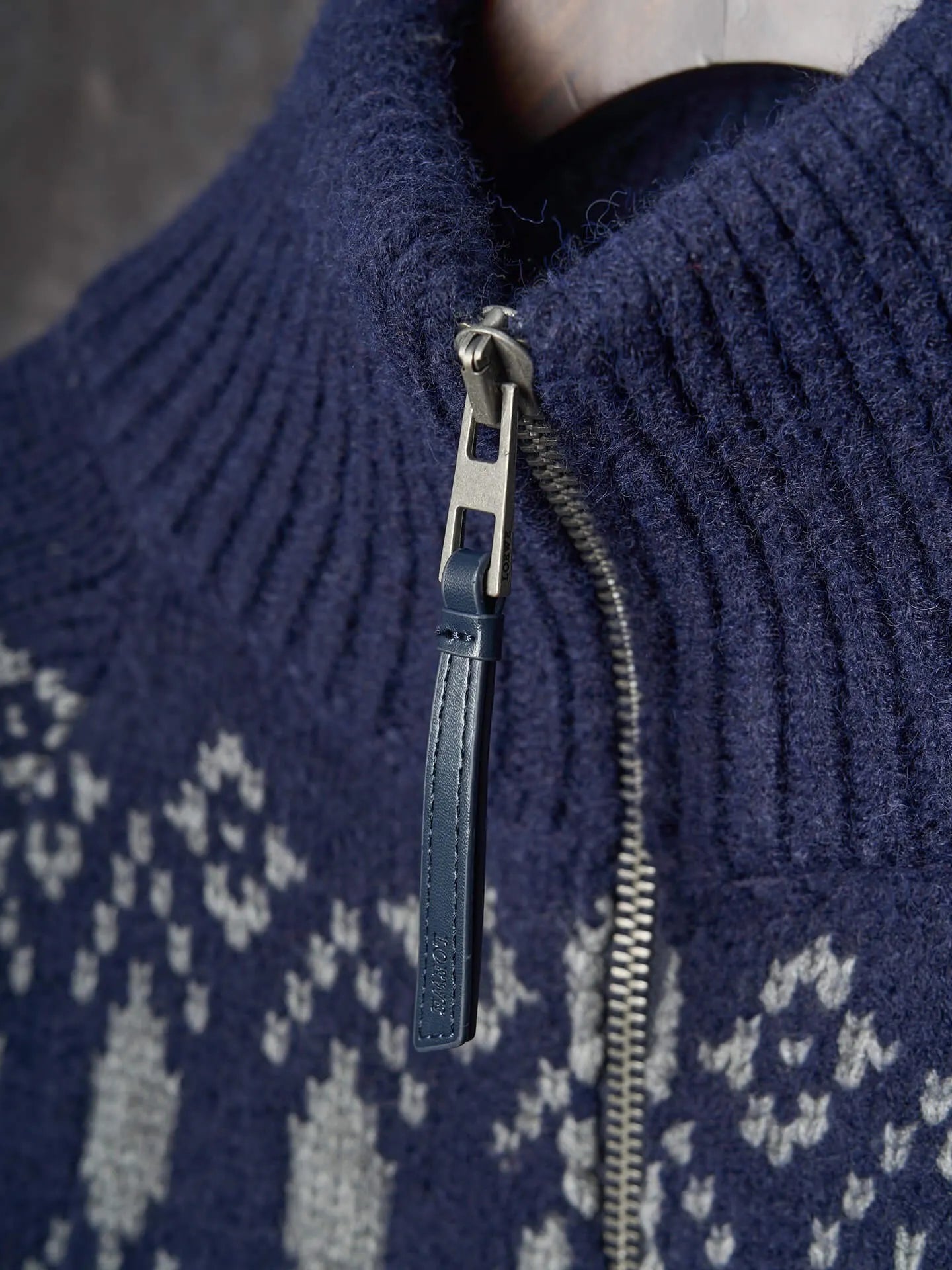 Geometric Jacquard Diamond Zip‑Up Sweater Jacket