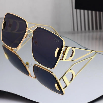 Thin Metal CD Accent Oversized Square sunglasses