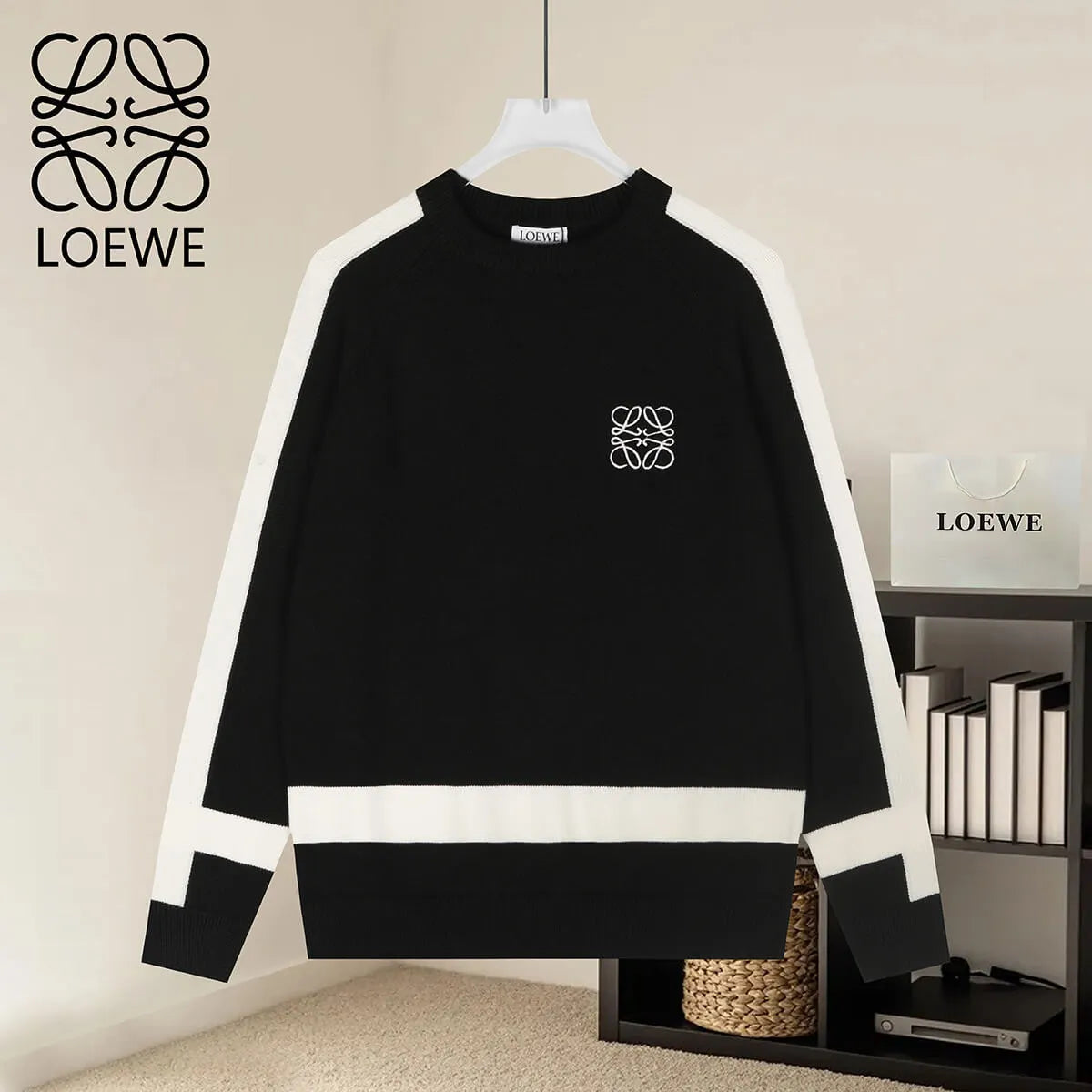 Color Block Crew Neck Knit Sweater