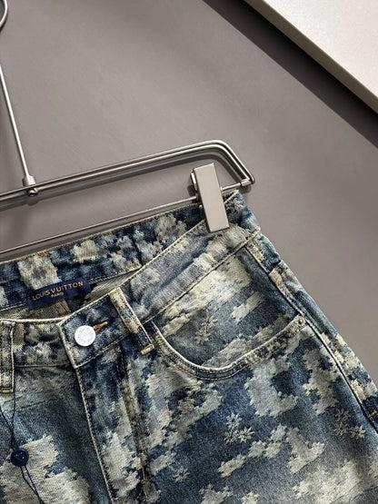 Camouflage Jacquard Denim Shorts