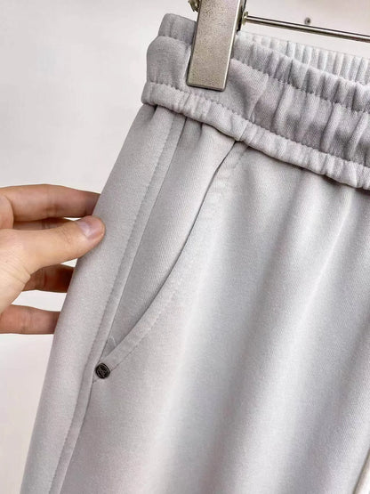 Simple Embossed   Straight‑fit Pants