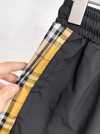 Plaid Side Tape Embroidered Shorts