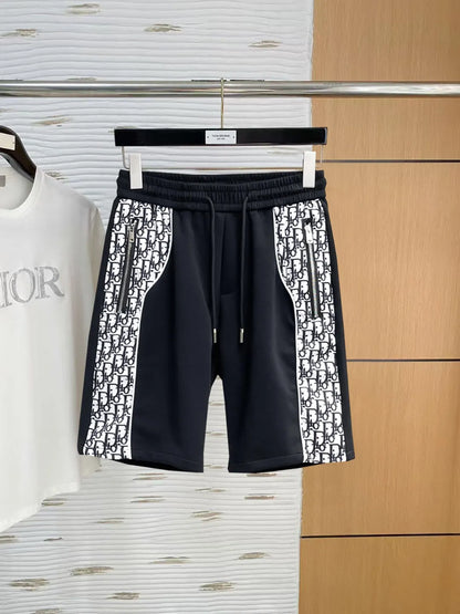 Side Printed Panel Zipper Shorts