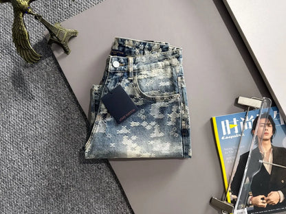 Camouflage Jacquard Denim Shorts