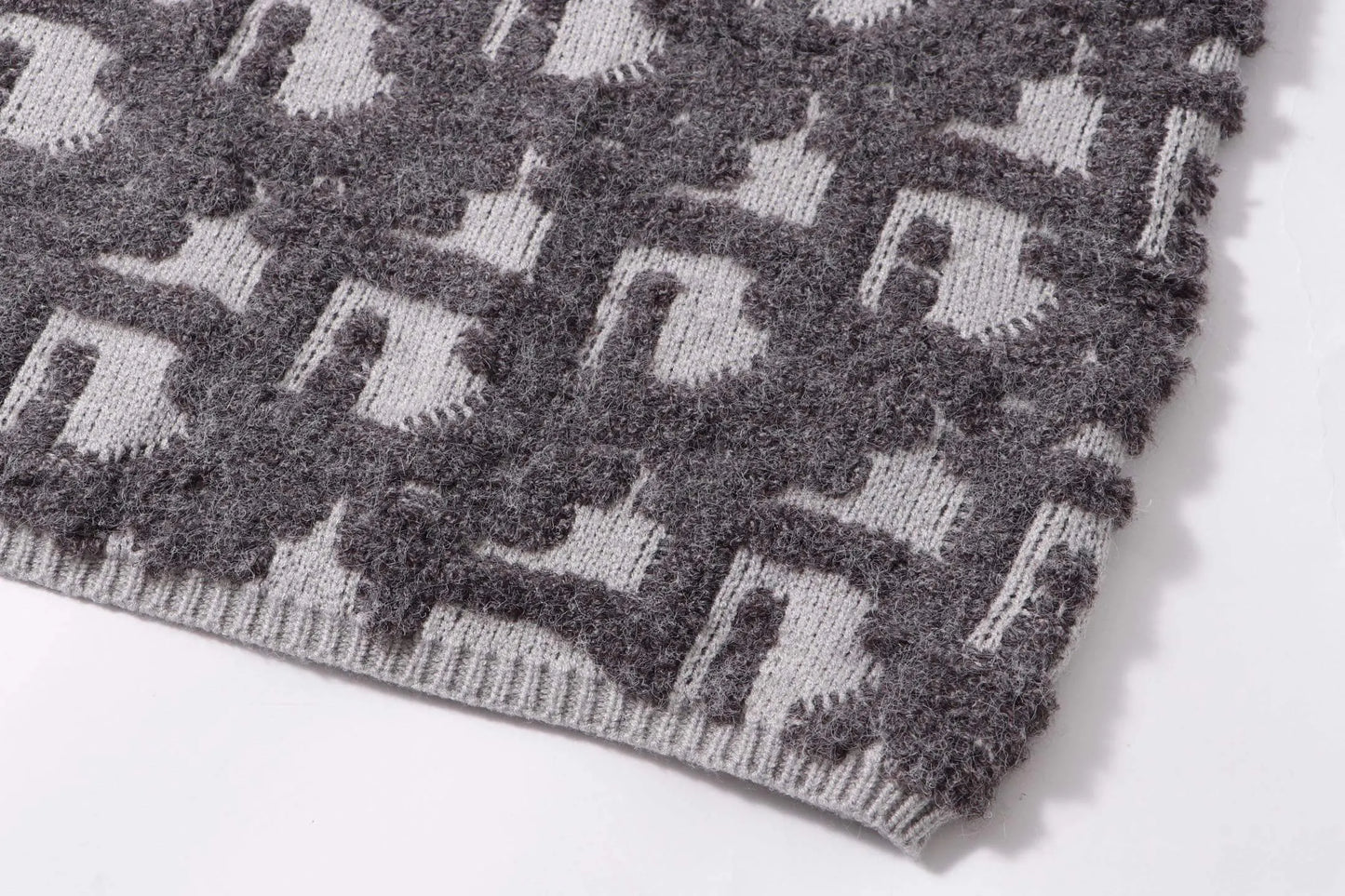 Detachable‑Zip Pattern Knit Sweater