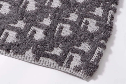 Detachable‑Zip Pattern Knit Sweater