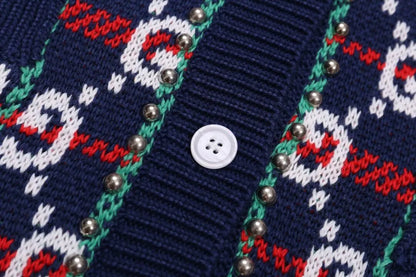 Multicolor Stripe Monogram Knit Sweater Cardigan
