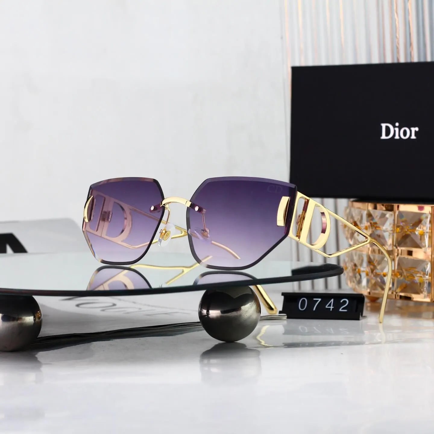 Rimless Cut Polygon Sunglasses
