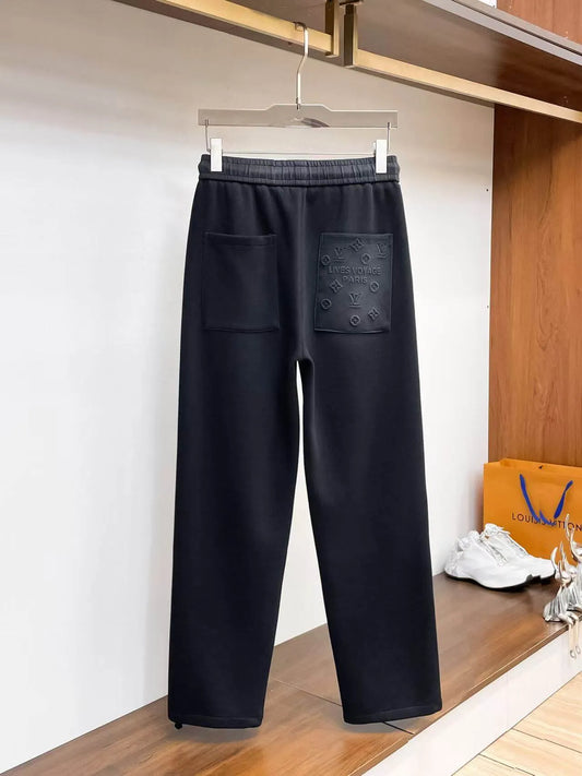 Simple Embossed   Straight‑fit Pants