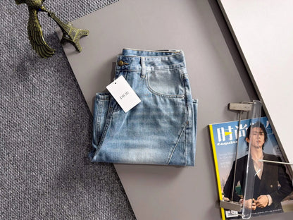 Seam Stitching Washed Denim Shorts