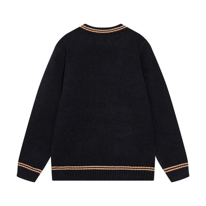 Crest Striped Trim Sweater