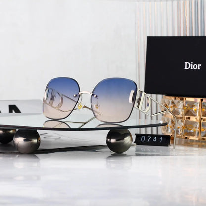 Rimless Gradient Oversized Square Sunglasses