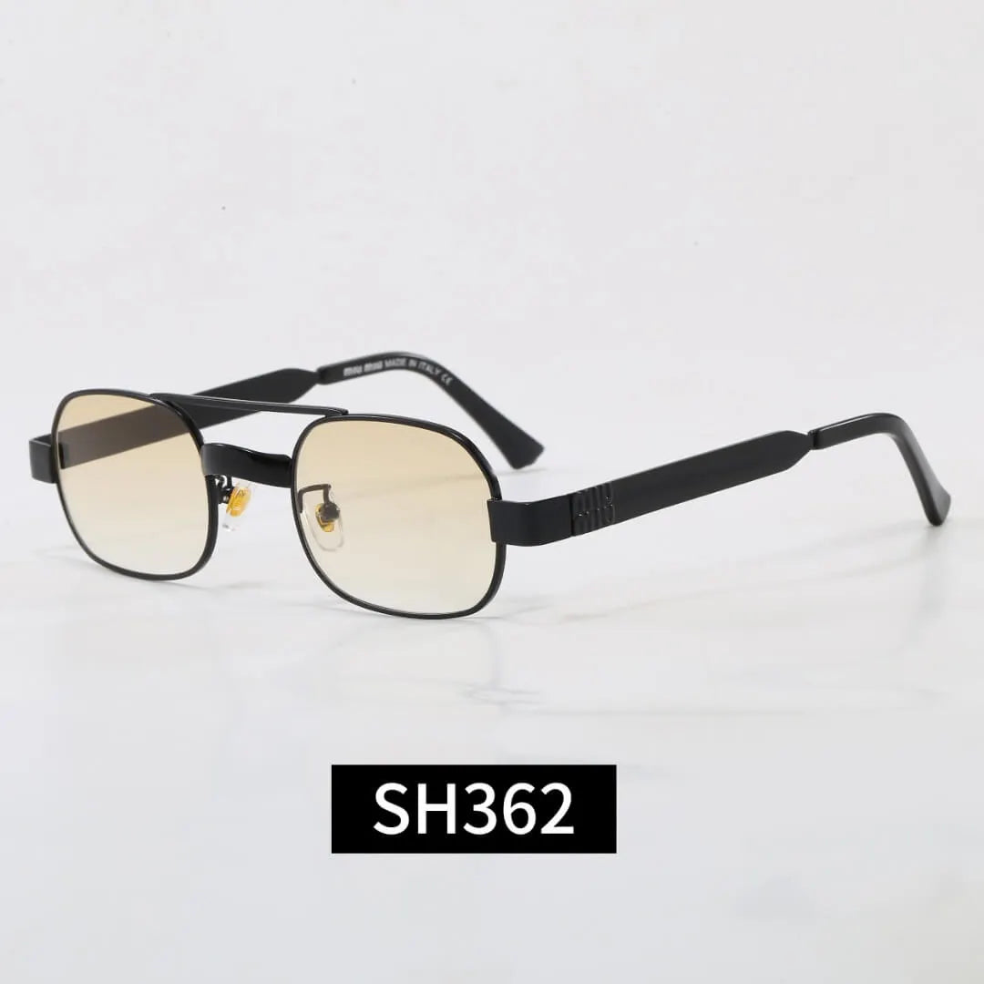 Double Bridge Metal Rectangle Sunglasses