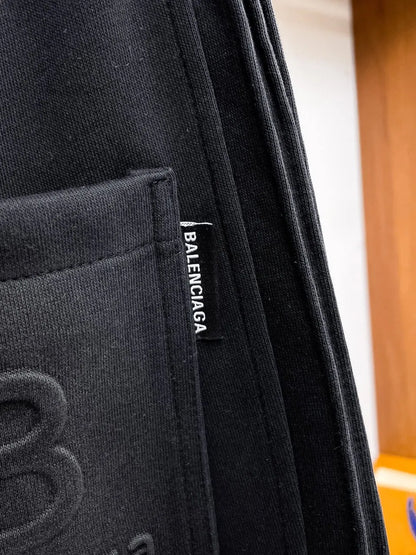 Side‑Stripe Text Detail Straight Pants