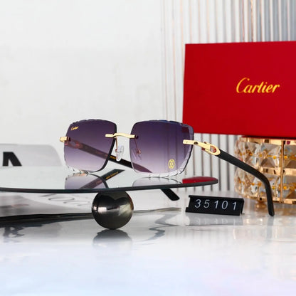 Scalloped Rimless Business Sunglasses