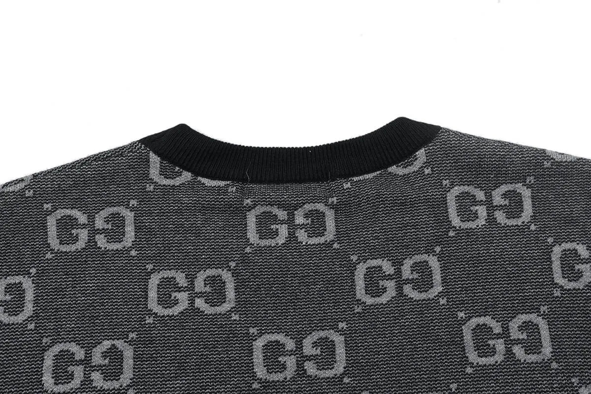 Jacquard Crew Neck Knit Sweater