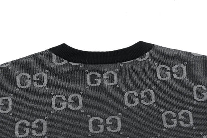 Jacquard Crew Neck Knit Sweater