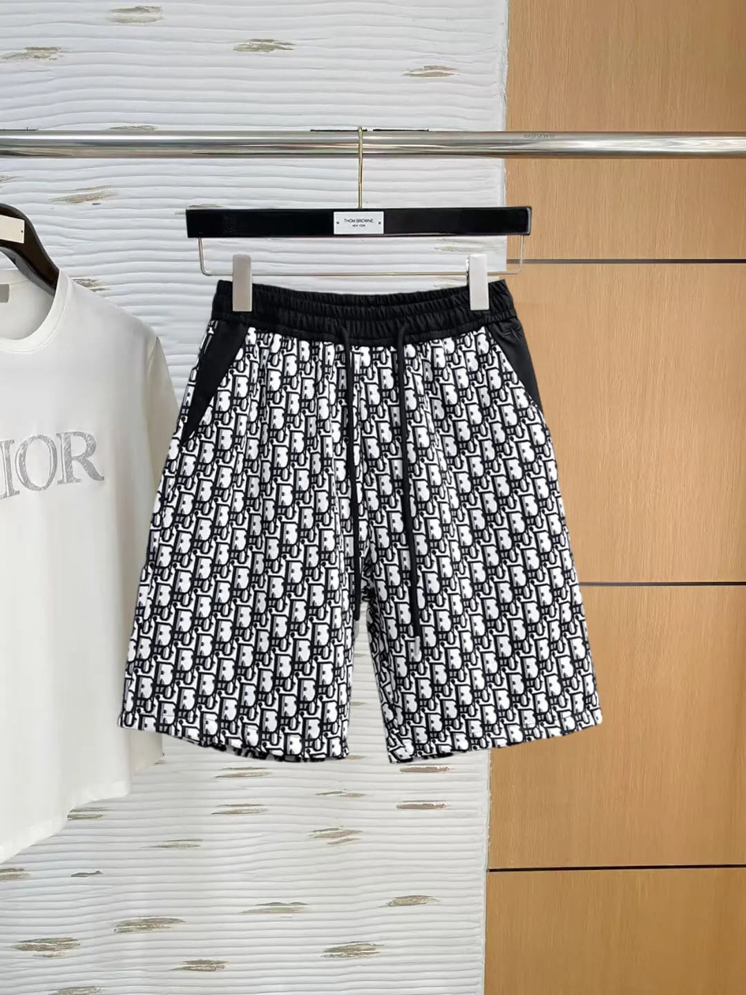 All‑Over Monogram Print Spliced Shorts