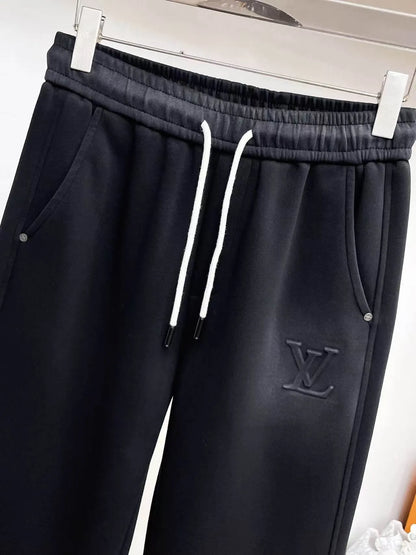 Simple Embossed   Straight‑fit Pants
