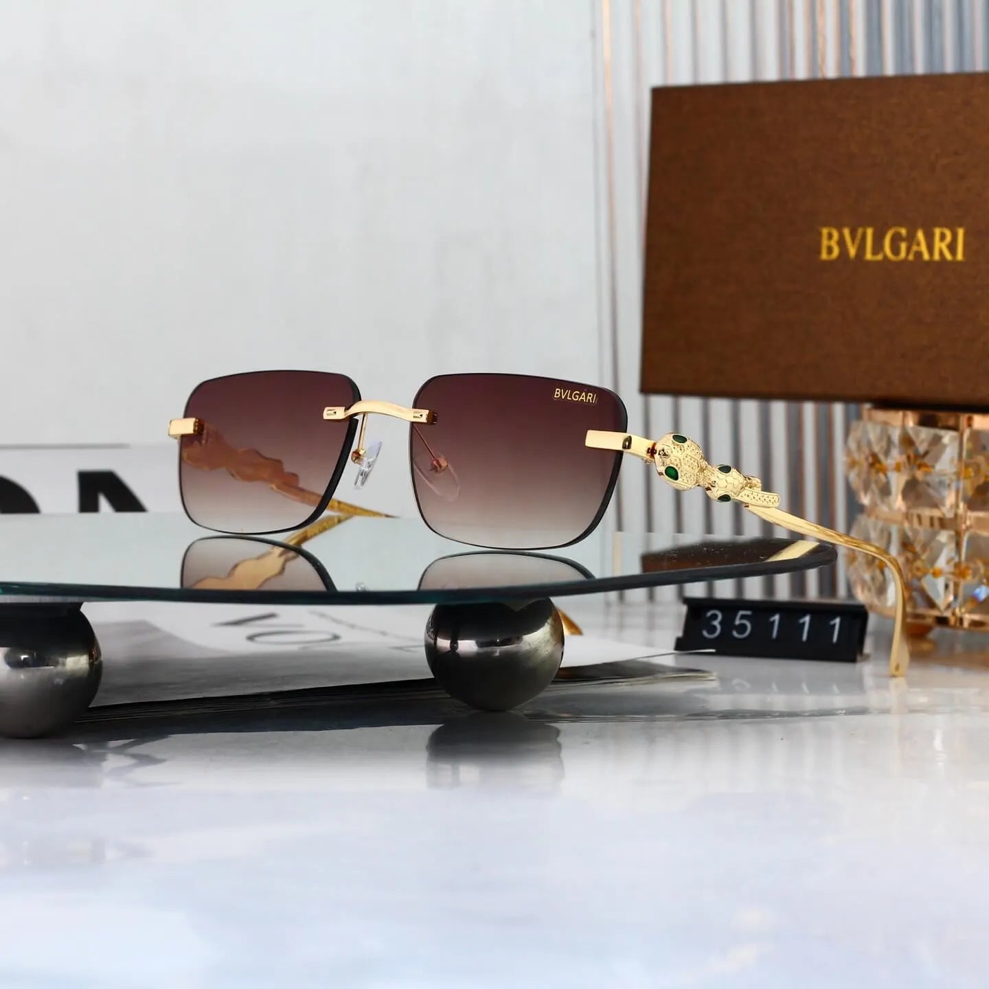 Snake Temple Rimless Square Sunglasses
