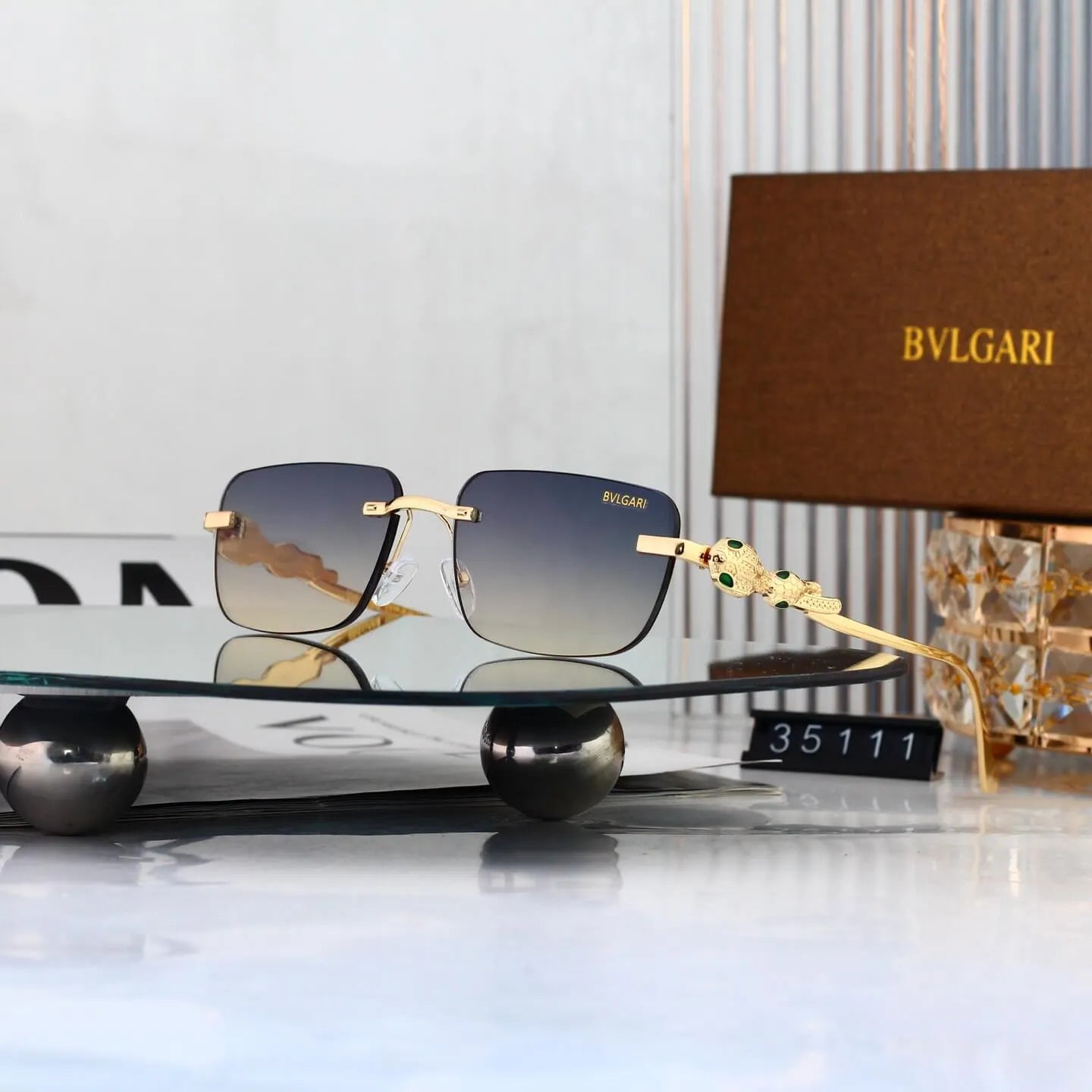 Snake Temple Rimless Square Sunglasses