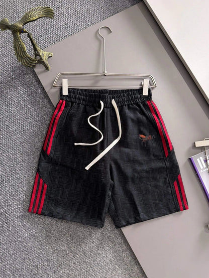 Horse Embroidery Side Stripe Shorts