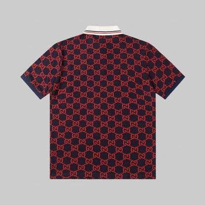 All‑Over Print Color‑Blocked Polo Shirt