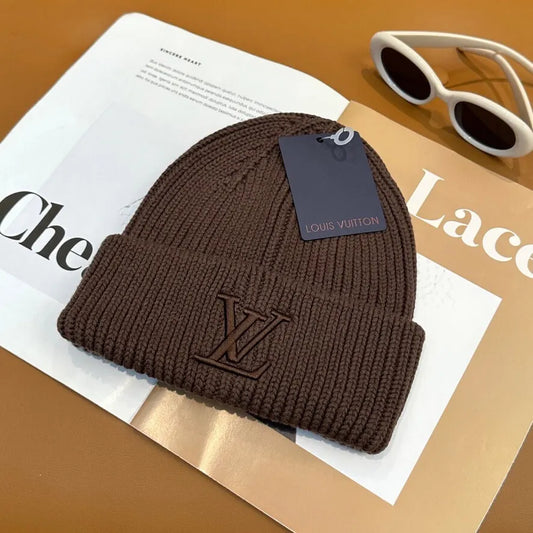 Multi-Color Large Emblem Knitted Warm Beanie
