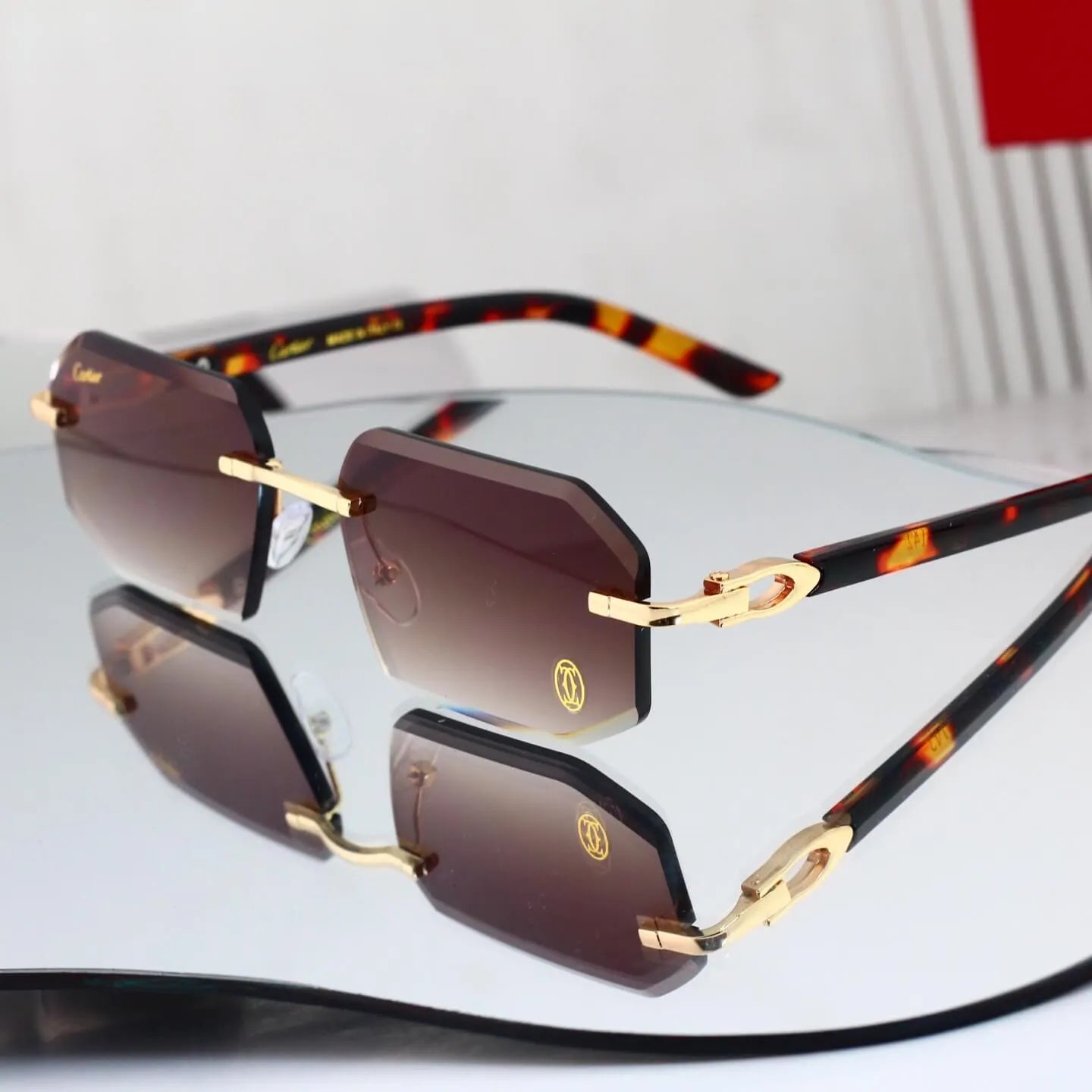 Rimless Octagonal Sunglasses