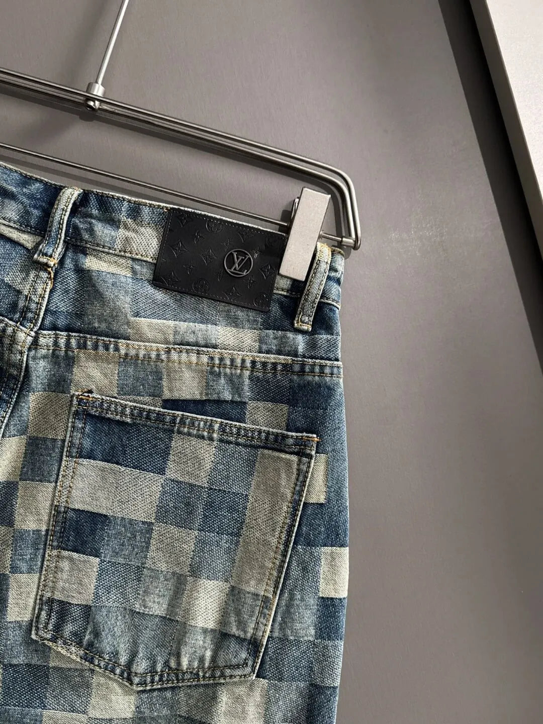 Plaid Checkered Jacquard Denim Shorts