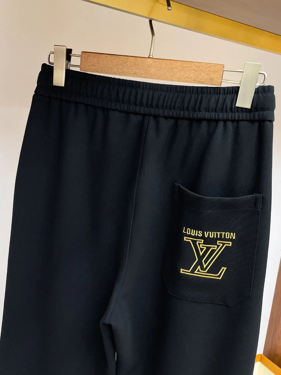 Monogram Drawstring Color‑Stripe Wide‑Leg Pants