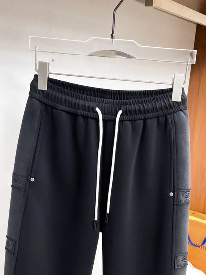Side Multi‑Patch Decorated Straight Pants