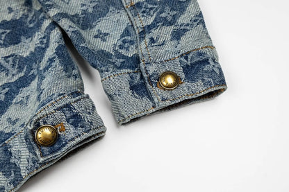 Classic Vintage‑Pattern Denim Jacket